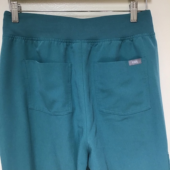 FIGS Zamora Jogger Scrubs Pants M Teal Blue Technical Collection Yoga Waist Tie - Picture 4 of 9